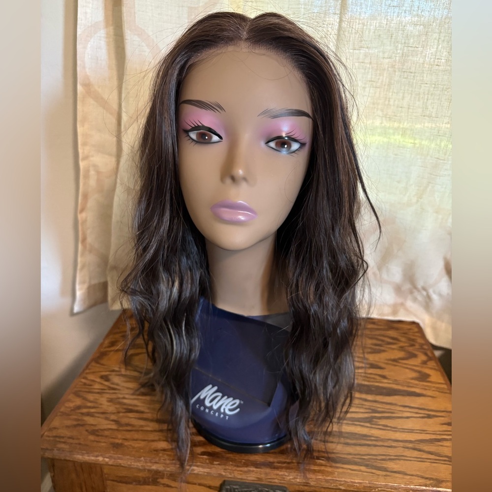 Claire Mono Wave 22" Brown with Highlights Wig - Picture 2 of 9